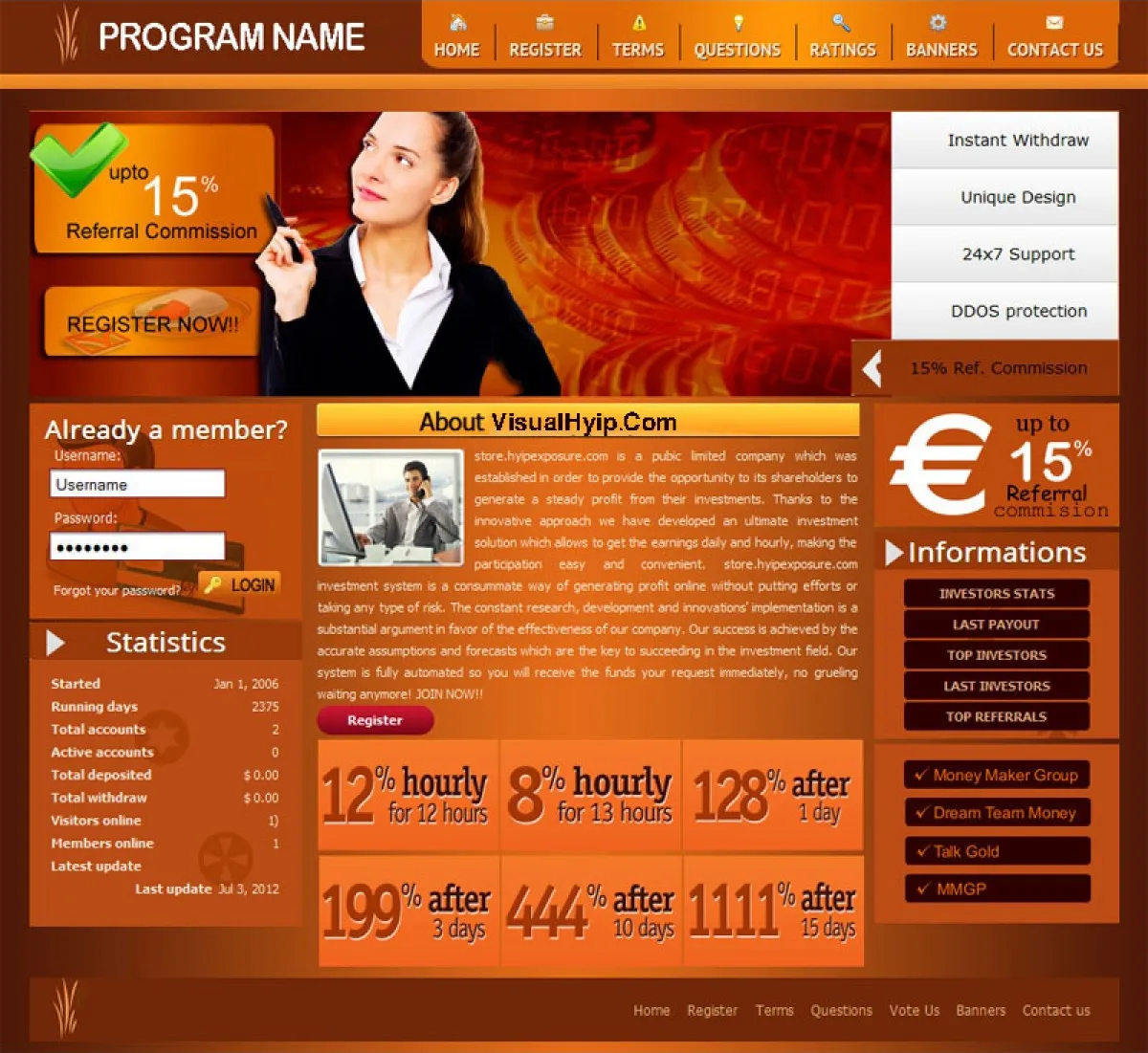HYIP Cheap Investment Template 3 Design