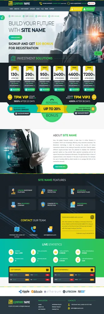 HYIP zhrt Investment Template 105 Design