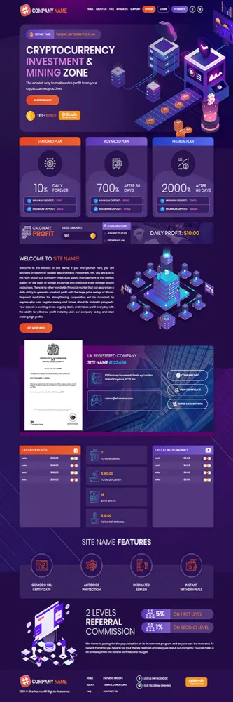 HYIP zhrt Investment Template 106 Design