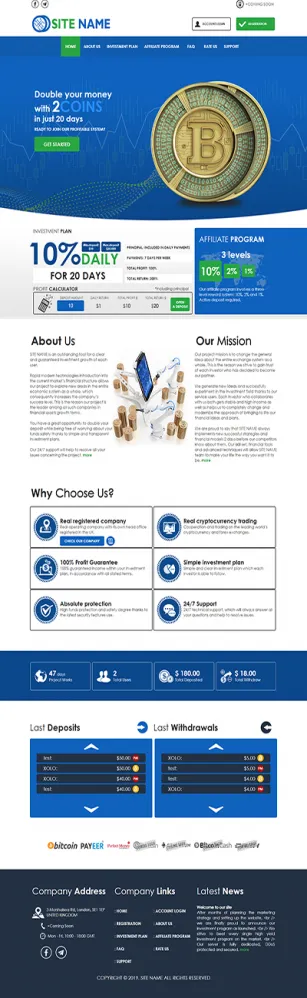 HYIP zhrt Investment Template 123 Design