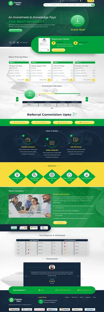 HYIP Zhrt Investment Template 13 Design