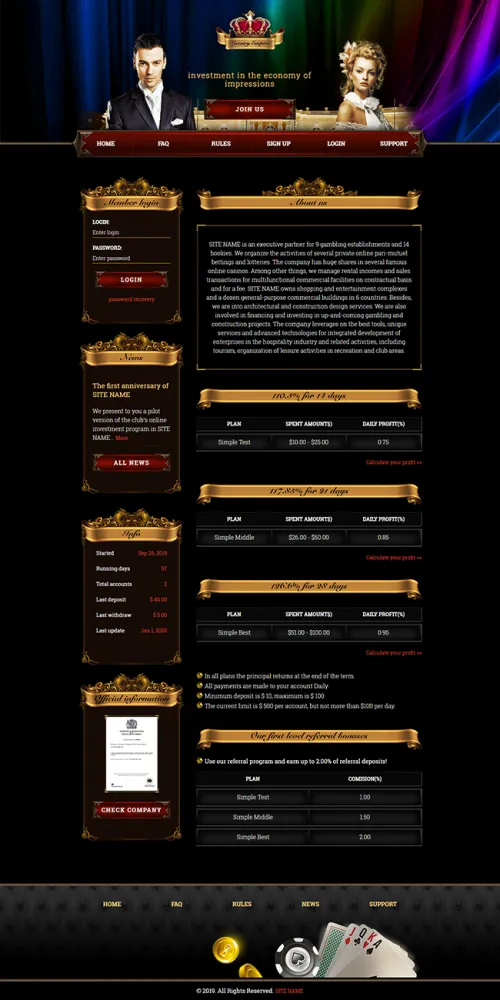 HYIP zhrt Investment Template 140 Design