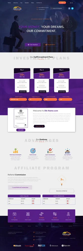 HYIP Zhrt Investment Template 15 Design