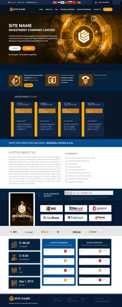 HYIP zhrt Investment Template 153 Design