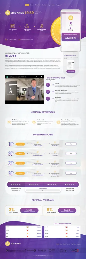 HYIP zhrt Investment Template 155 Design
