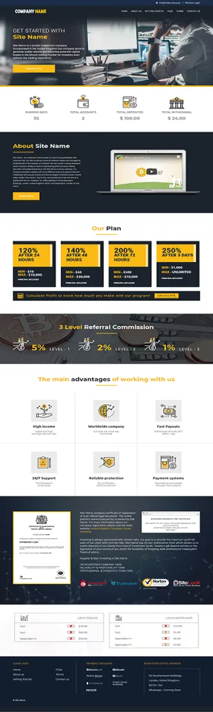 HYIP Zhrt Investment Template 16 Design