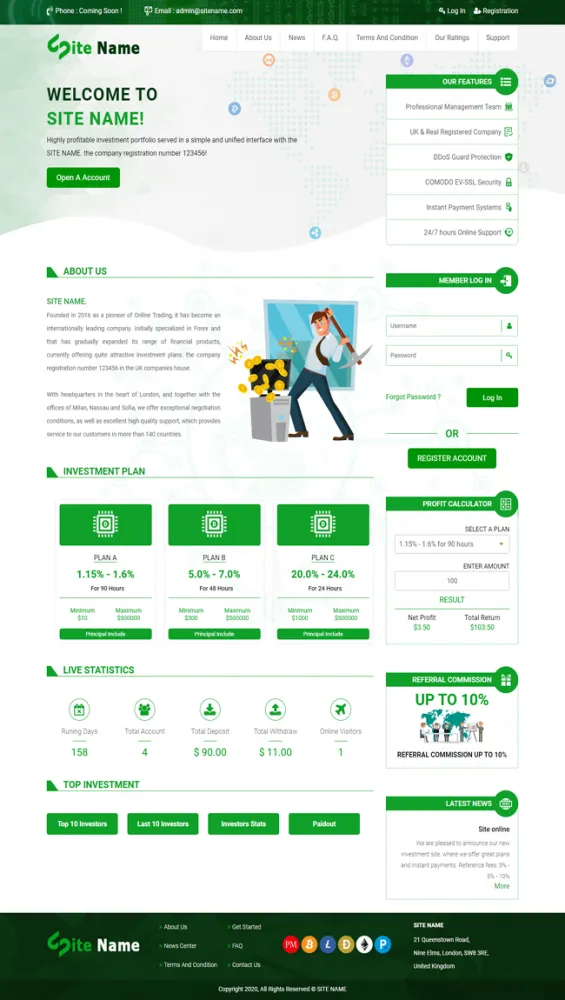 HYIP zhrt Investment Template 164 Design