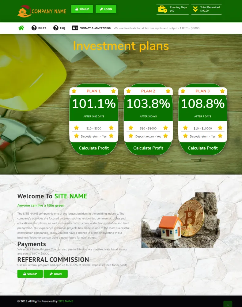 HYIP zhrt Investment Template 168 Design