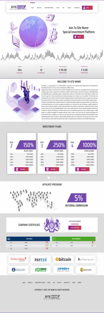 HYIP zhrt Investment Template 179 Design