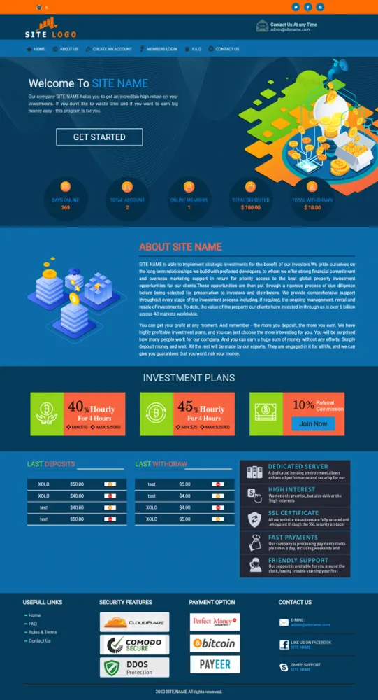 HYIP zhrt Investment Template 201 Design
