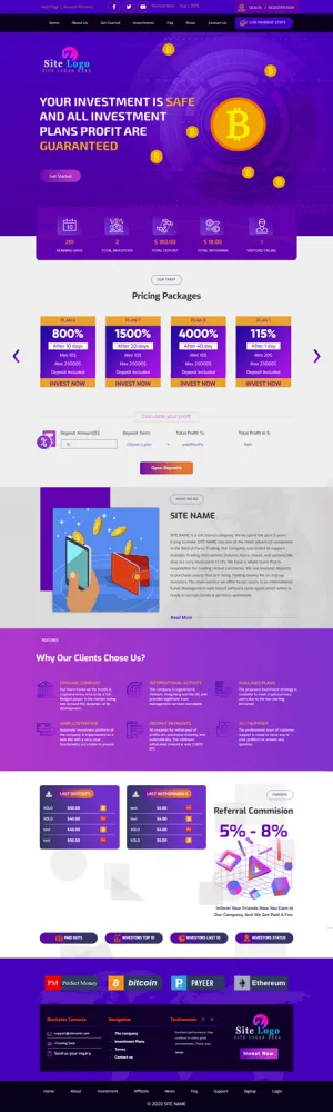 HYIP zhrt Investment Template 208 Design