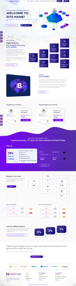 HYIP zhrt Investment Template 210 Design