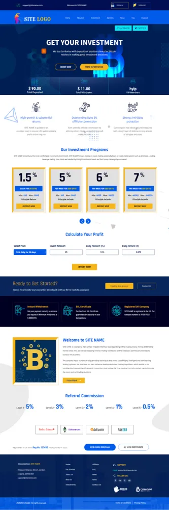 HYIP zhrt Investment Template 223 Design