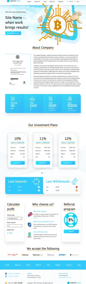 HYIP zhrt Investment Template 251 Design