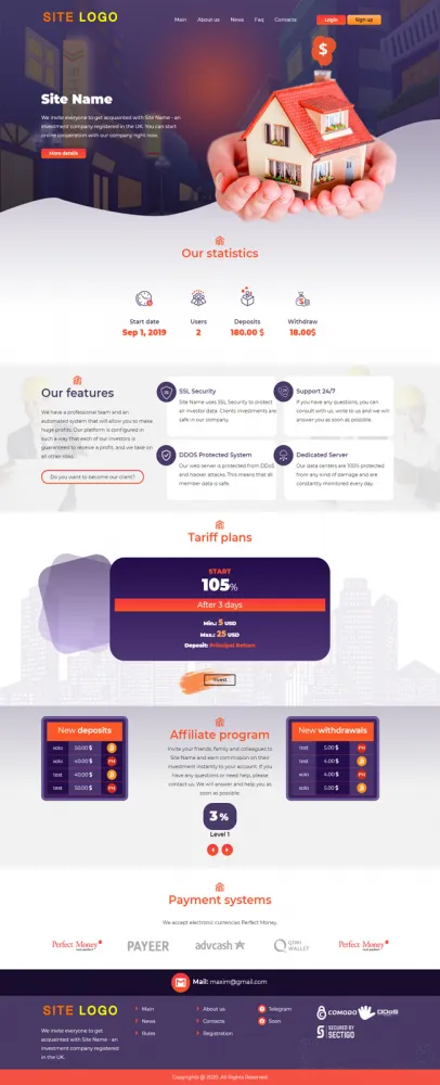 HYIP zhrt Investment Template 255 Design