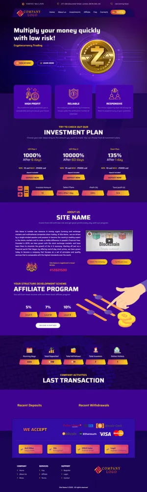 HYIP zhrt Investment Template 257 Design