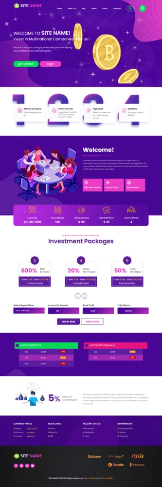 HYIP zhrt Investment Template 265 Design