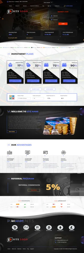 HYIP zhrt Investment Template 296 Design