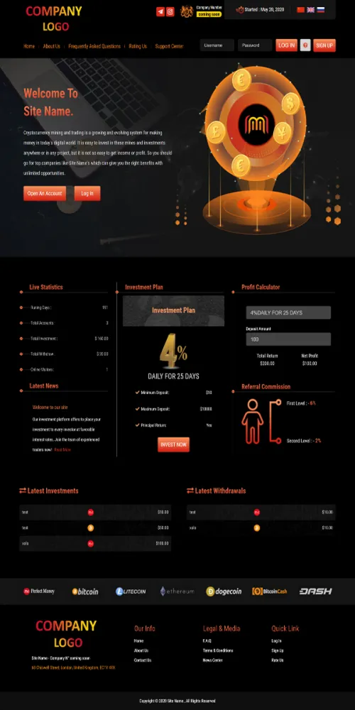HYIP zhrt Investment Template 300 Design