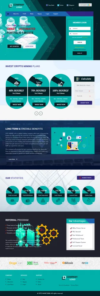 HYIP zhrt Investment Template 301 Design