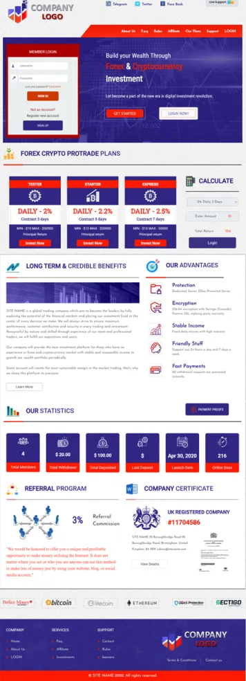 HYIP zhrt Investment Template 305 Design