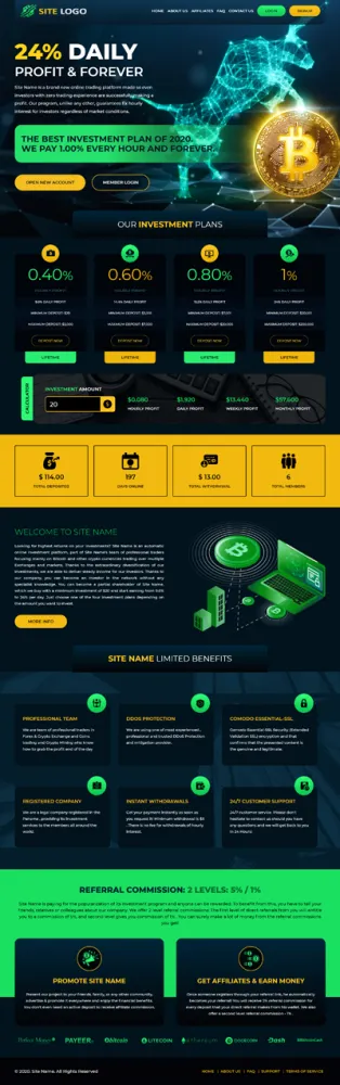 HYIP zhrt Investment Template 308 Design