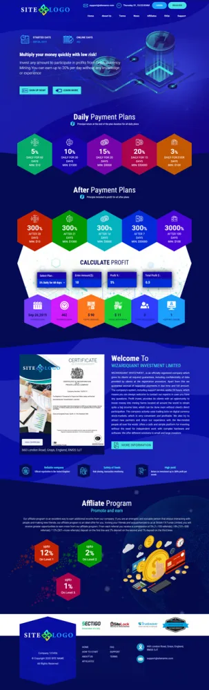 HYIP zhrt Investment Template 309 Design