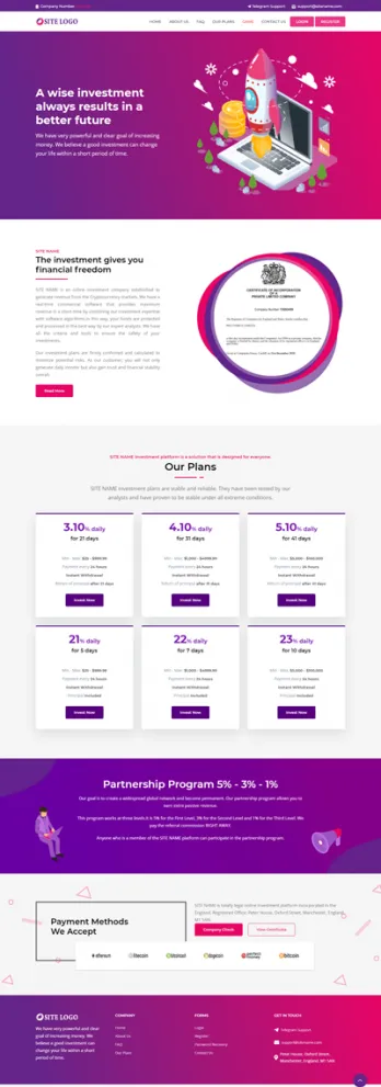 HYIP zhrt Investment Template 324 Design