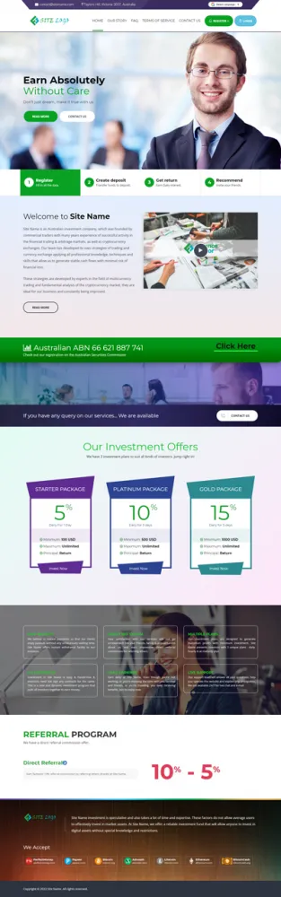 HYIP zhrt Investment Template 350 Design