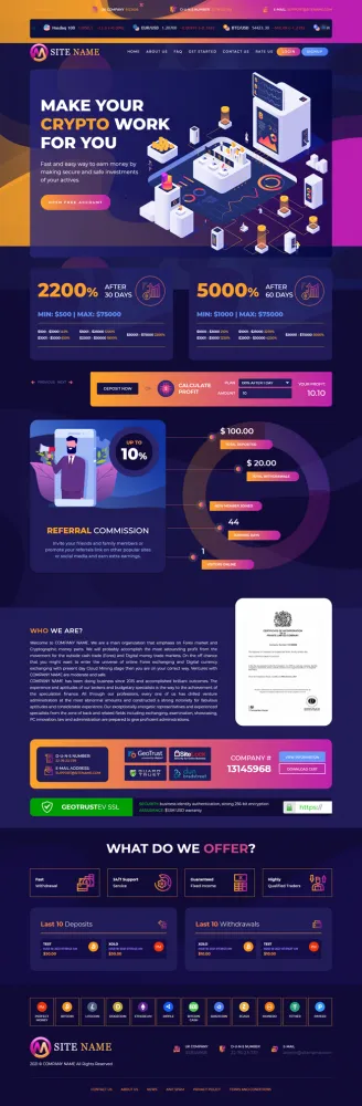 HYIP zhrt Investment Template 352 Design
