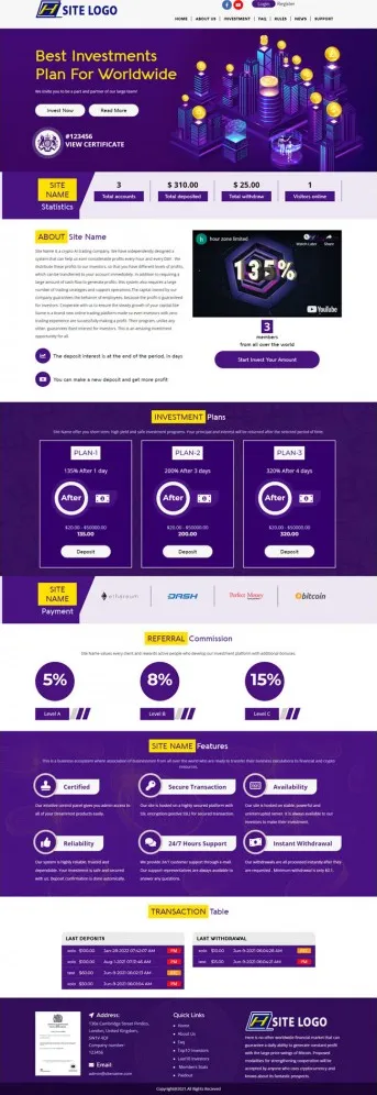 HYIP zhrt Investment Template 355 Design