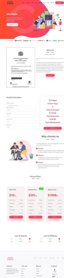 HYIP zhrt Investment Template 360 Design