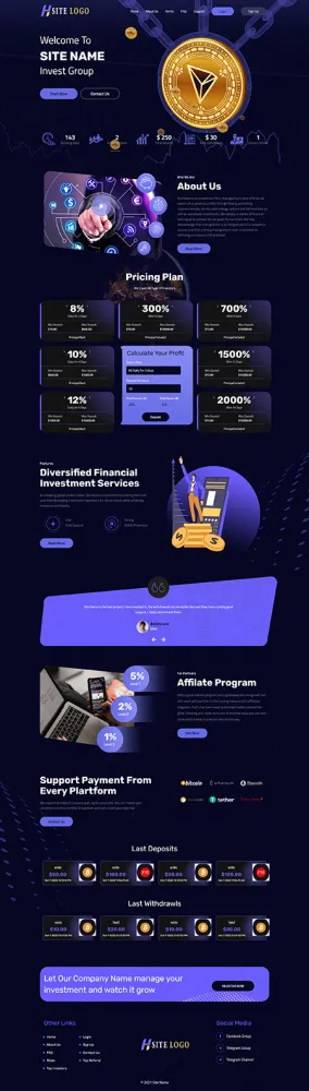 HYIP zhrt Investment Template 395 Design