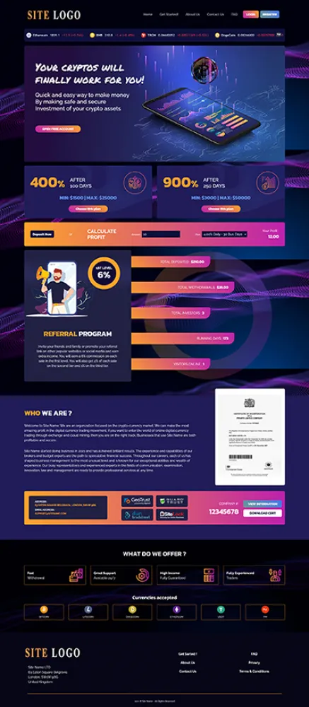 HYIP zhrt Investment Template 403 Design