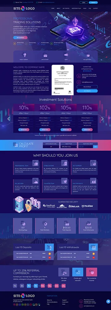 HYIP zhrt Investment Template 421 Design