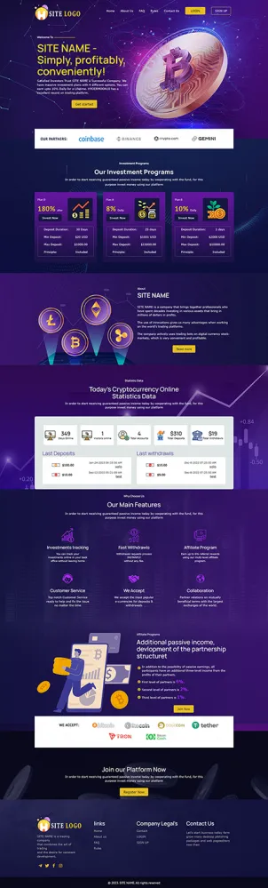 HYIP zhrt Investment Template 423 Design