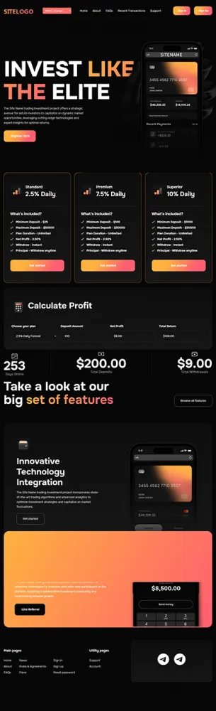 HYIP zhrt Investment Template 440 Design