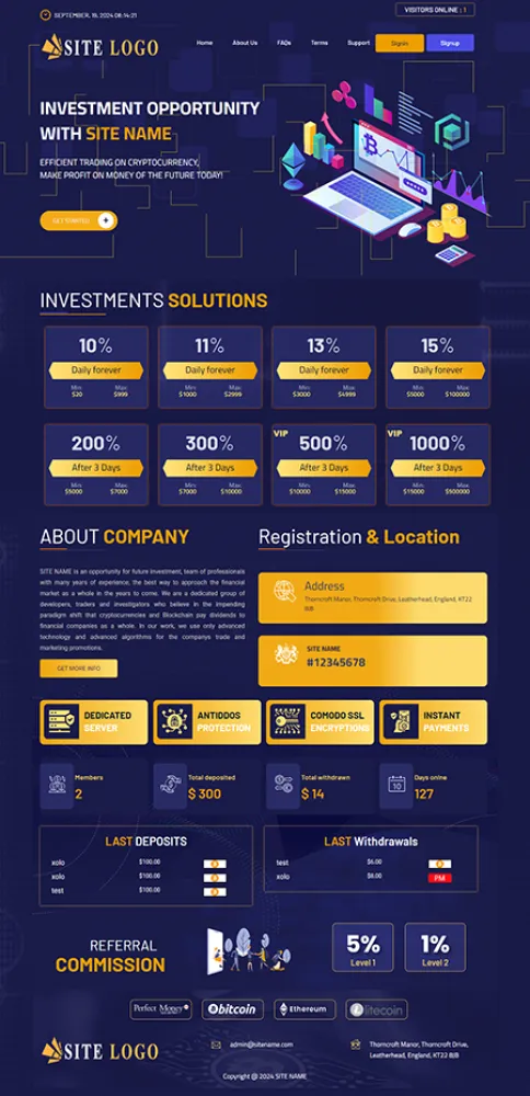 HYIP zhrt Investment Template 448 Design