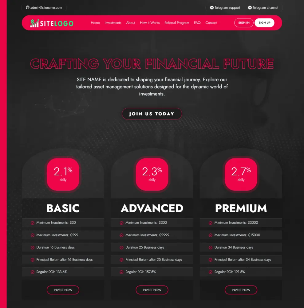 HYIP zhrt Investment Template 452 Design