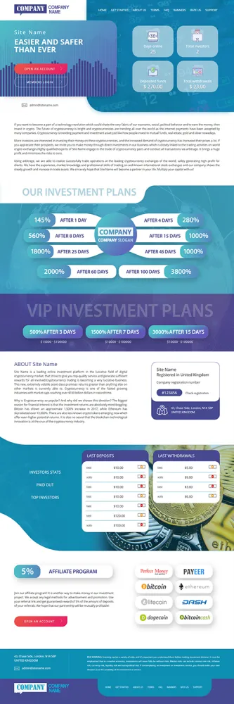 HYIP Zhrt Investment Template 6 Design