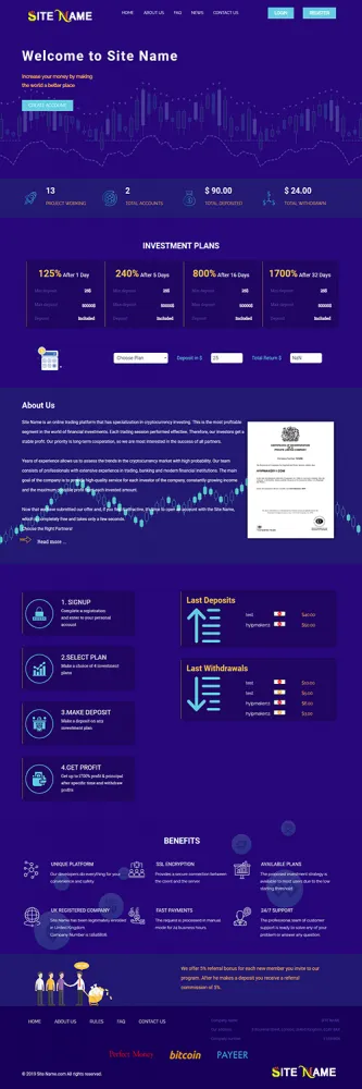 HYIP Zhrt Investment Template 8 Design