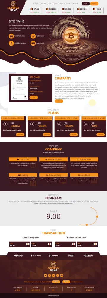 HYIP zhrt Investment Template 98 Design