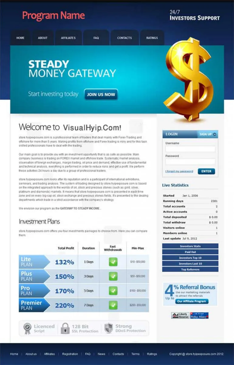 HYIP Zvpt Investment Template 1005 Design
