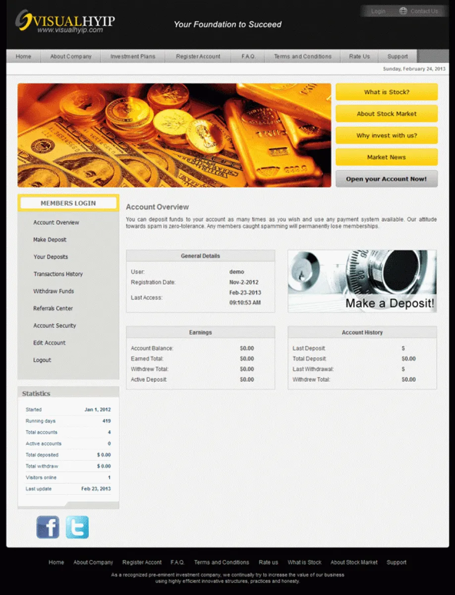 Investment Template 3 Page