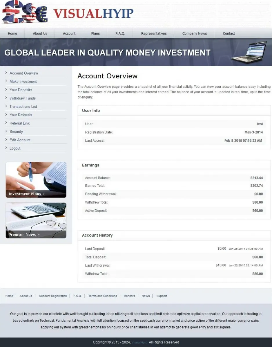 Investment Template 3 Page